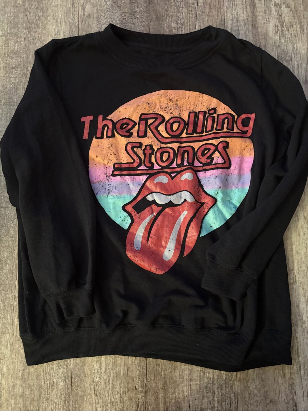 the Rolling Stones Black Sweatshirt with Multicolor Graphic